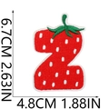 Detail of strawberry number 2 embroidered patch with dimensions 6.7cm by 4.8cm - Strawberry Letter Z