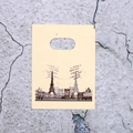 Cream colored 20x25cm gift bag with Eiffel Tower illustration and oval handle - No.2 Cream Paris