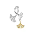 Anhänger Ginkgoblatt aus 925er Sterlingsilber mit zweifarbiger Vergoldung und Zirkon - 925er Silber / Ginkgoblatt Anhänger (BSC1040)