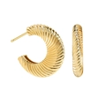 Pendientes de aro vintage en espiral dorada con aguja de plata S925 para mujer - Dorado
