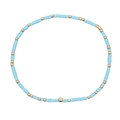 Bracciale fatto a mano con perline a disco azzurre e accenti dorati in layout circolare - Blu Chiaro/Perline Dorate