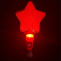 Red star-shaped glowing LED wand with glitter finish and plastic handle for events - Thickened Star Wand Red