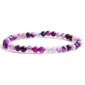 Detailed view of 4mm natural amethyst beaded bracelet with polished purple gemstones - Striped Agate Stone