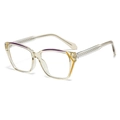 Champagne anti-blue light glasses with purple and orange accents and clear temples - Pale Yellow Frame / Clear Lens