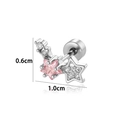 Ohrstecker aus Titanstahl mit rosa Zirkonia-Stern und Größenangaben in Silber - Silber Rosa Stern Stil (A-496) / Einzelstück