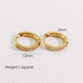Detailed size specifications for gold cubic zirconia paved earrings with 12mm diameter - 12mm White Zirconia