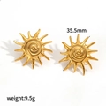 Gold Sun Flower Large Earrings (TE60447)