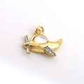 Exquisite gold airplane pendant with mother of pearl inlay and white cubic zirconia - 12-Airplane