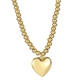 Elegante collana a sfere dorate con ciondolo a cuore 3D lucido da donna - Collana Oro (KN35705-Z)