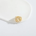 Minimalist gold textured open ring featuring elegant faux pearl flower accents - Textured Small Pearl (Gold)