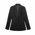 Eleganter schwarzer Einknopf-Blazer in schmaler Passform mit Revers und Taschen - XS / Schwarz