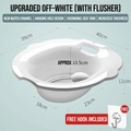 Off-white sitz bath for toilet with hand pump, ergonomic thickened portable basin - Deepened Nursing Basin + Flusher + Hook / White