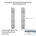 Silver S925 moissanite hoop earrings featuring a double row of round cut stones - Row Stones/E13354