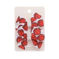 Set of two basketball print ribbon bow hair clips on a premium gift display card - Basketball-Orange