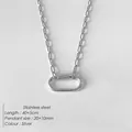 Silberne Edelstahl-Büroklammer-Halskette mit ovalem Karabineranhänger, Länge 40+5cm - Kleiner Karabiner Büroklammerkette (XNL0055-1) / Silber