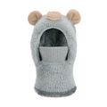 Plush 3-in-1 gray winter bear ear balaclava hat with integrated neck warmer and face cover - Gray