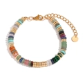 Bracelet minimaliste en acier inoxydable doré 18 carats avec perles en pierre naturelle - Or-Multicolore