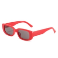 Retro small square sunglasses with bright red plastic frames and dark grey UV lenses - Red Frame Grey Lens