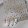 5D gold embossed rose nail art stickers with vintage floral patterns and calligraphy - CO-378 Gold Stamping Style (CO-378)