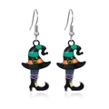 Halloween witch hat and striped boot drop earrings in black and orange alloy - 18.Witch Boots Earrings