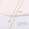 18K gold plated 1.5mm stainless steel chain necklace 40cm plus 5cm length detail - Gold Cut Cable Chain