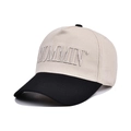 Two-tone baseball cap with beige crown, black brim and white MOMMIN embroidery - Beige