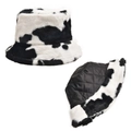 Cappello a secchiello reversibile con pelliccia sintetica muccata e tessuto trapuntato - Taglia unica / Nero e Bianco