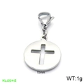 Silver stainless steel 15mm round pendant with cross cutout and lobster clasp - Cross Round Tag (KLJ224-Z)
