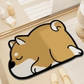 Tapis de bain Shiba Inu en peluche marron et blanc absorbant sur carrelage de bain - 40*60cm / Shiba Complet