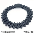 Chunky 32mm black diamond-cut Cuban chain link bracelet in polished titanium steel - Black Color Polished Necklace (KN288197-KJX)
