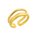 Anello aperto a doppio strato con onde irregolari in acciaio placcato oro 18k - Stile Doppia Onda