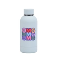 Botella térmica de acero gris azulado mate con diseño de texto OMG estilo pop art - Azul pálido Estilo 12A