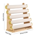 Five-tier bamboo jewelry display stand with white velvet rolls for bracelets - 5-Tier Beige Velvet