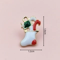 Christmas stocking pendant charm with green holly leaf for DIY jewelry making - 2887 Christmas Sock Holly