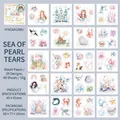 Sea of Pearl Tears washi stickers featuring mermaids and shells, 40-piece decorative set - Sea of Pearl Tears
