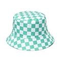 Cappello da pescatore a scacchi verdi e bianchi in tela vintage per protezione solare - M (56-58cm) / Verde