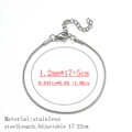 Polished silver stainless steel snake chain bracelet 1.2mm width adjustable 17 to 22cm - Round Snake Chain Style / 1.2mm Wide (17+5cm) / Steel