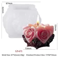 DIY silicone mold for rose-shaped candles with vintage base and floral sculpture details - Geometric Rose Heart B LZ-671