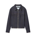 Dames slim fit donkerblauwe denim jas set met ritssluiting en borstzakken - XS / Marineblauw Jasje