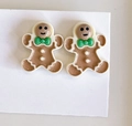 Cute gingerbread man clip-on earrings for girls with Christmas themed cartoon design - 34# Gingerbread Man / Clip-on Earrings Pair
