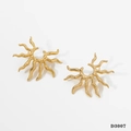 Unique 316L stainless steel wavy sunburst earrings in polished golden finish - Earrings D3007 / Gold