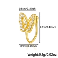 925 silver butterfly nose clip in gold finish with sparkling pavé crystals - Butterfly Wing - Gold