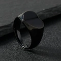 Polished black stainless steel signet ring with a minimalist heart-shaped flat top design - US 6 / Heart / Black