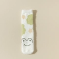 White mink velvet sock with smiling frog pattern and orange star detail for winter - One Size / Four-Leaf Clover