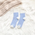 Chaussettes thermiques en polaire corail bleu et blanc avec texture pelucheuse - Sarcelle Uni
