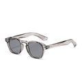 Occhiali da sole rotondi retrò con montatura grigia trasparente e lenti grigio scuro unisex - Montatura Grigia Trasparente Lente Grigia C8