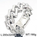Pulsera de cadena cubana gruesa de 32mm en acero inoxidable 316L para hombre y mujer - Pulsera 20CM / 32mm De Ancho Acero Brillante