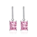 Orecchini in argento con radiosi pendenti rettangolari in zircone rosa di lusso - Rosa