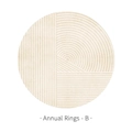 Tapis rond beige minimaliste avec motif géométrique de cernes annuels pour la maison - Diamètre 140CM / Rond Cernes de Croissance B