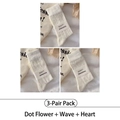 Set di 3 paia di calze a metà polpaccio color crema da donna con pois e motivi a cuore - 3 Paia - Cuore + Onda + Fiore a Pois